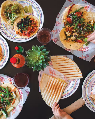 Tacos and sharing plates at a casual restaurant
