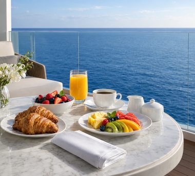 Breakfast on a veranda at sea