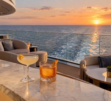 Cocktails on the aft deck at sunset