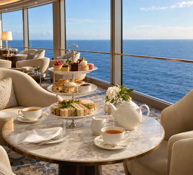 Afternoon tea by the windows at sea