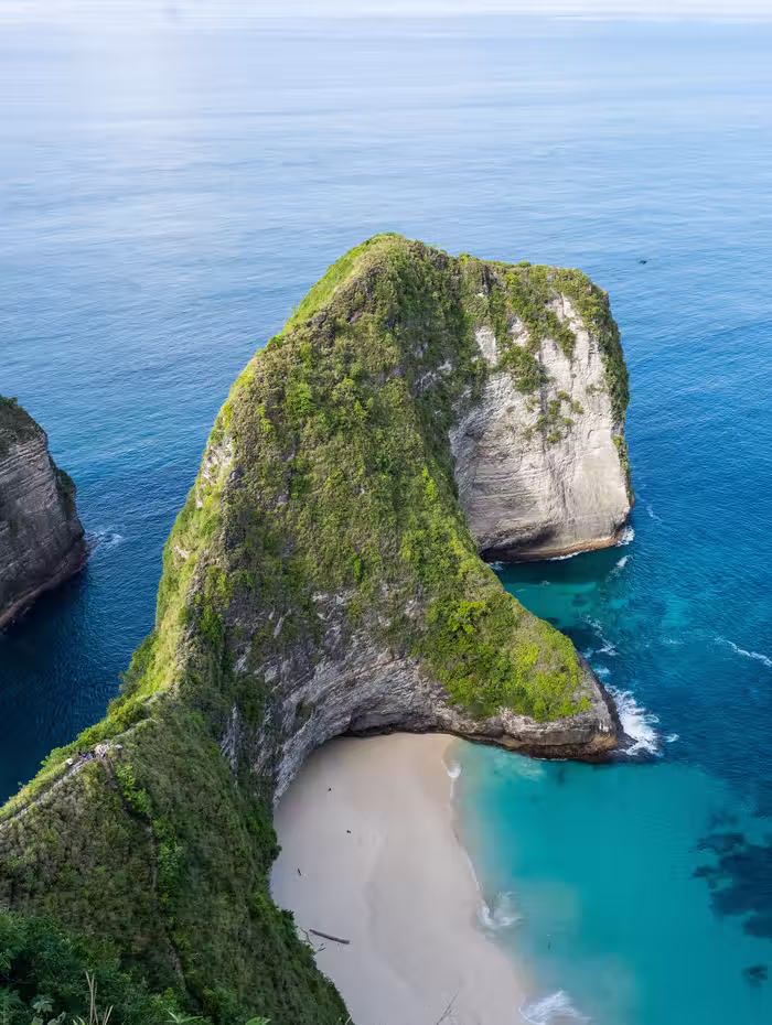 Kelingking Beach on Nusa Penida, seen from the clifftop