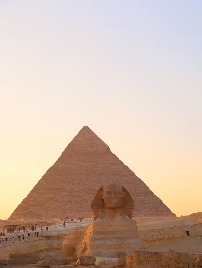 The Pyramids of Giza at sunset