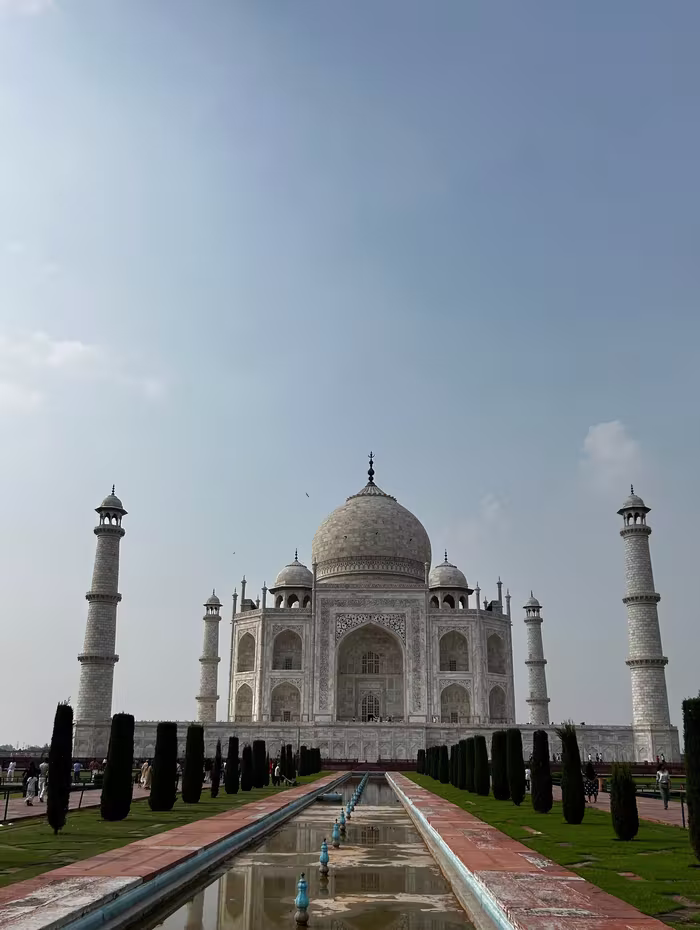 The Taj Mahal reflected at sunrise