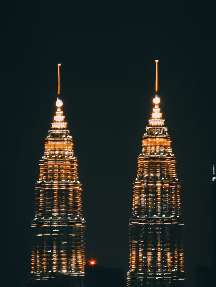Petronas Twin Towers lit at night