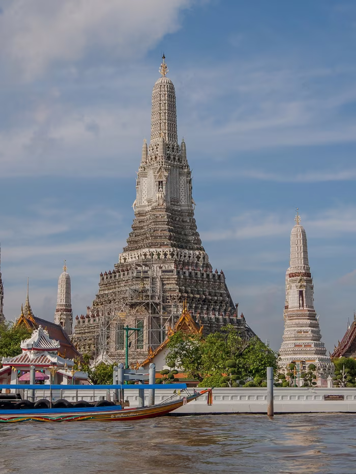Wat Arun's spires above the Chao Phraya river
